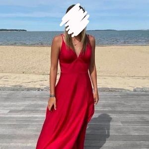 Red Flowy Prom Dress